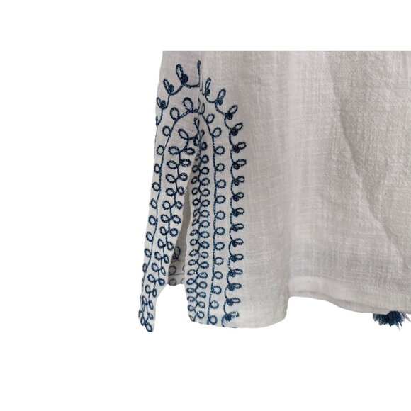 Solitaire by Ravi Khosla sleeveless blue white Summer bohemian embroidered Tunic - Picture 7 of 15